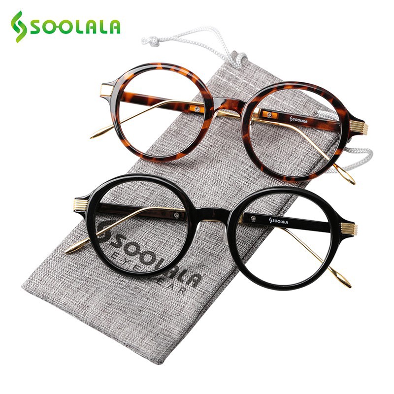 Soolala TR90 แว่นตาอ่านหนังสือ เลนส์ใส ทรงกลม สําหรับผู้หญิง ผู้ชาย ราคาถูก