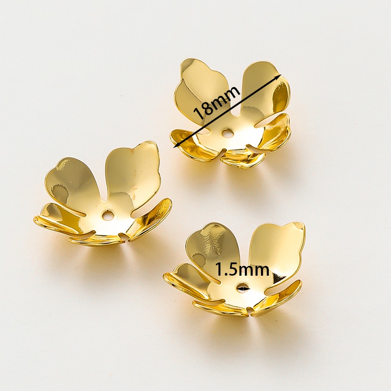 St. kunkka ลูกปัดชุบทองแท้ 18K 18 มม. 10 ชิ้น