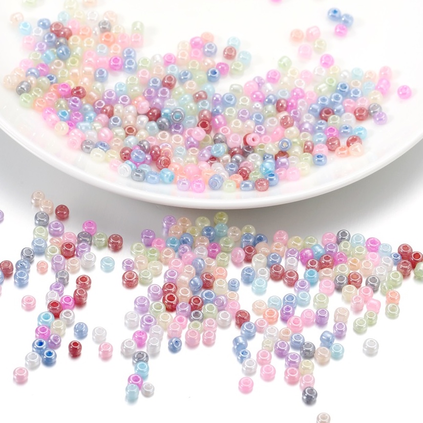 St.kunkka 3-4mm 300/500pcs ลูกปัดแก้วพาสเทลสุดน่ารัก