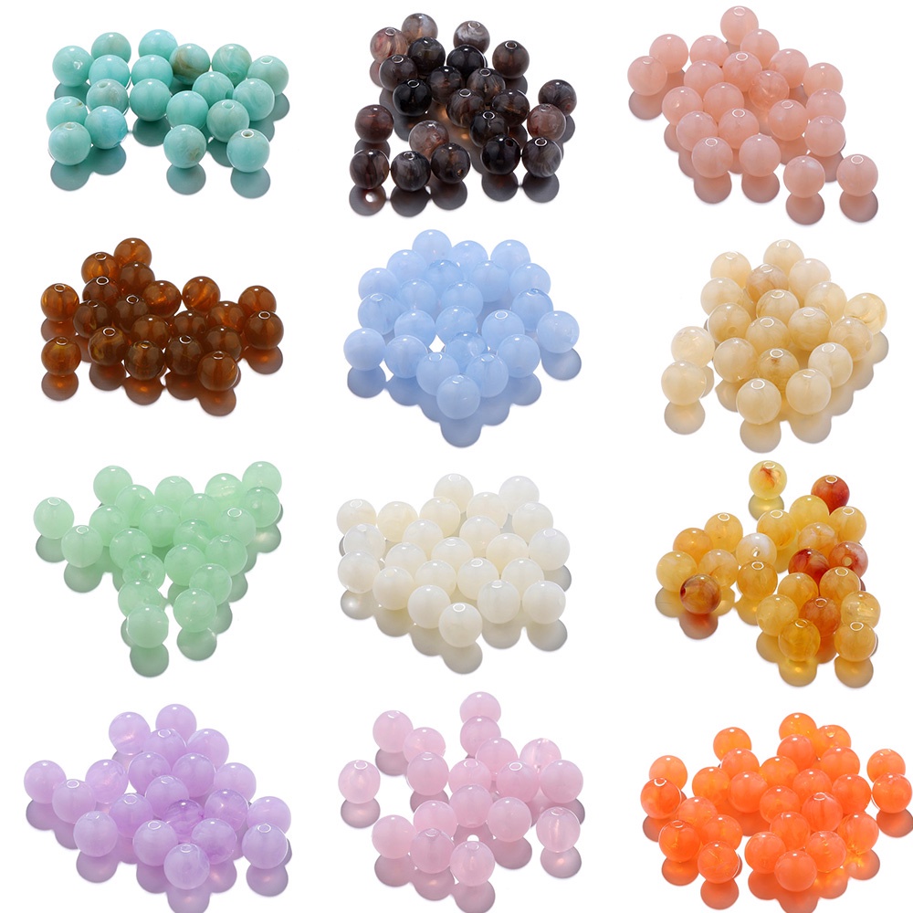 St.kunkka ลูกปัดหินเทียม อะคริลิค 8 มม. 34 สี สําหรับทําสร้อยคอ สร้อยข้อมือ DIY 50 ชิ้น