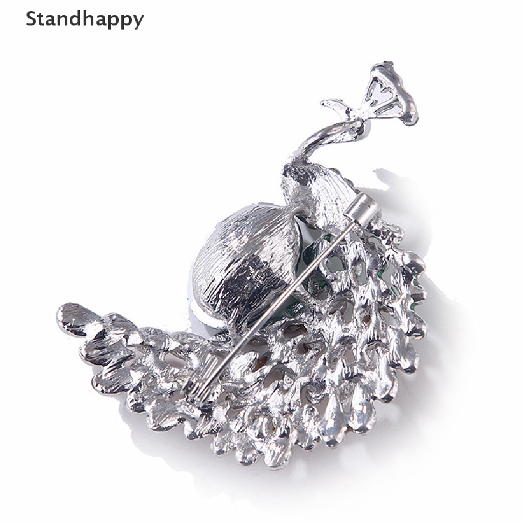 [Standhappy] เข็มกลัด รูปนกยูง ประดับพลอยเทียม เครื่องประดับ ของขวัญคริสต์มาส