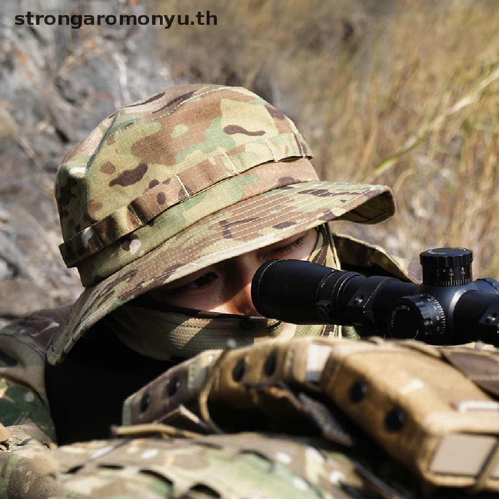Strongaromonyu Boonie หมวกบักเก็ต ผ้าฝ้าย ลายพราง กันแดด สําหรับผู้ชาย ผู้หญิง ตกปลา