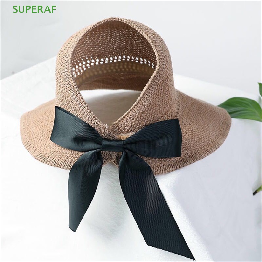 Superaf หมวกปีกกว้าง ประดับโบว์ ระบายอากาศ แฟชั่นฤดูร้อน สําหรับผู้หญิง