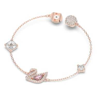 Swarovski สร้อยข้อมือ Dazzling Swan ตัวปิดแบบแม่เหล็ก หงส์ ชมพู เคลือบโทนสีโรสโกลด์ ของแท้ 100%
