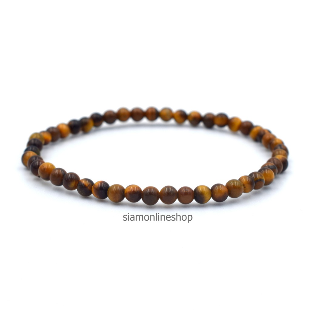 TIGEREYE หินไทเกอร์อาย พลอยตาเสือ ขนาด 4 มม. สร้อยข้อมือหินแท้ by siamonlineshop