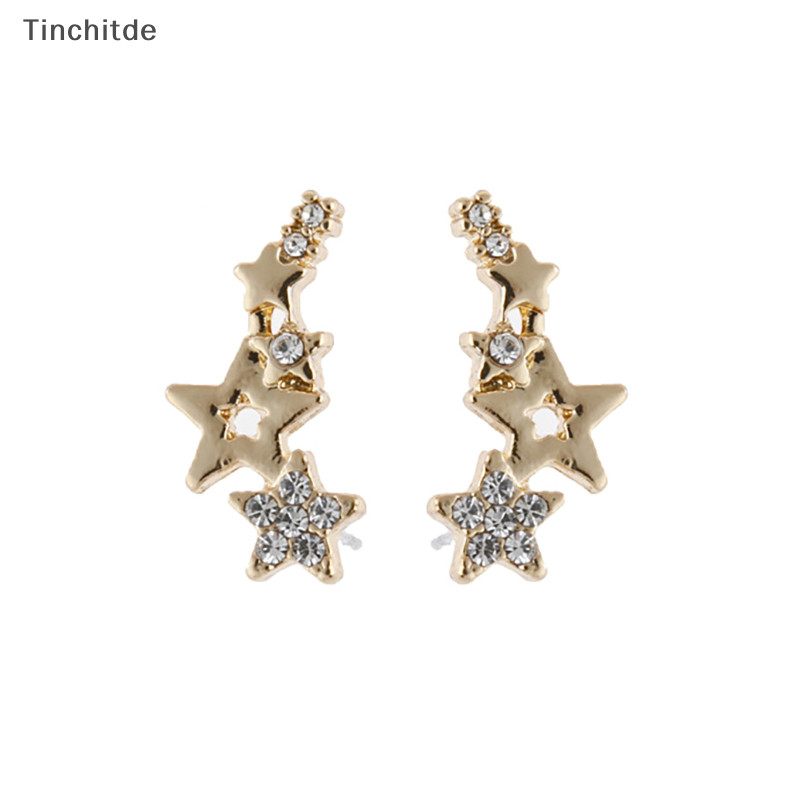 [Tinchitde] ขายดี ต่างหูแฟชั่น รูปดาว ประดับพลอยเทียม แวววาว สวยหรู สําหรับผู้หญิง 1 คู่