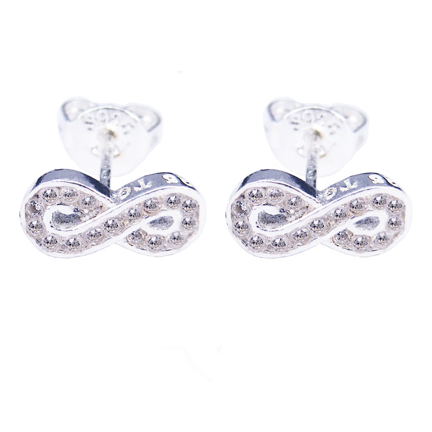 Tips Gallery ต่างหู เงินแท้ 925 หุ้ม ทองคำขาว เพชร  CZ Hearts & Arrows รุ่น Le