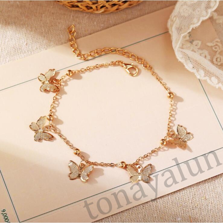 Tona สร้อยข้อเท้า หลายชั้น ลายผีเสื้อ
