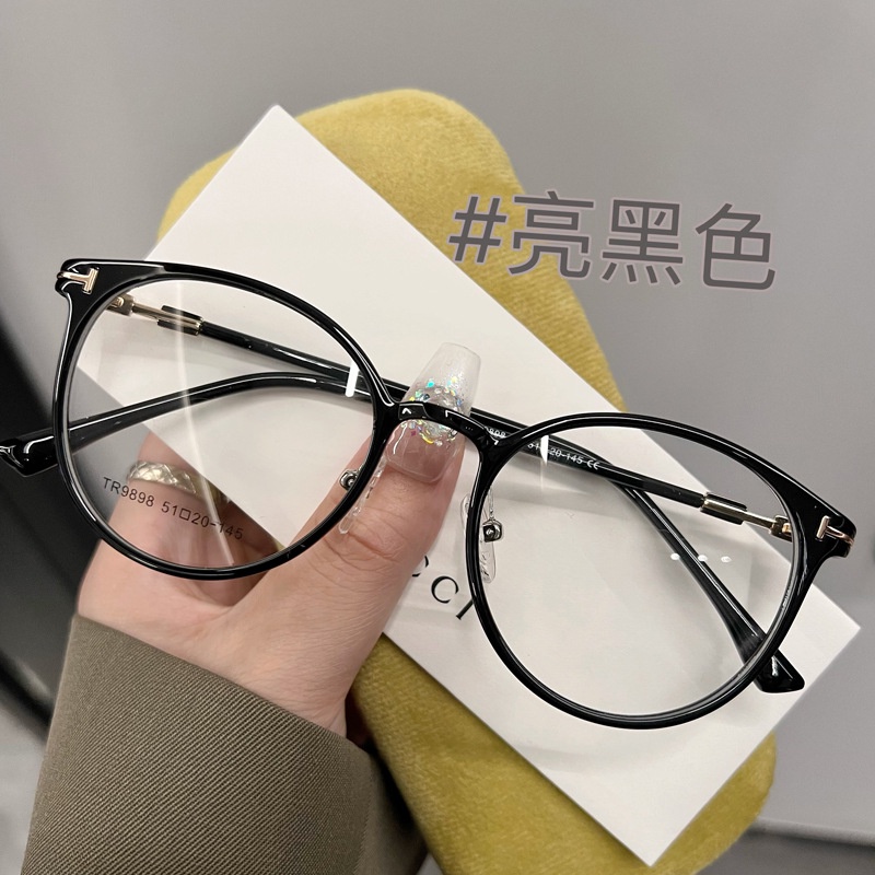 Tr90 แว่นตาสายตาสั้น กรอบกลม สีน้ําตาลอ่อนพิเศษ สไตล์เกาหลี สําหรับผู้หญิง