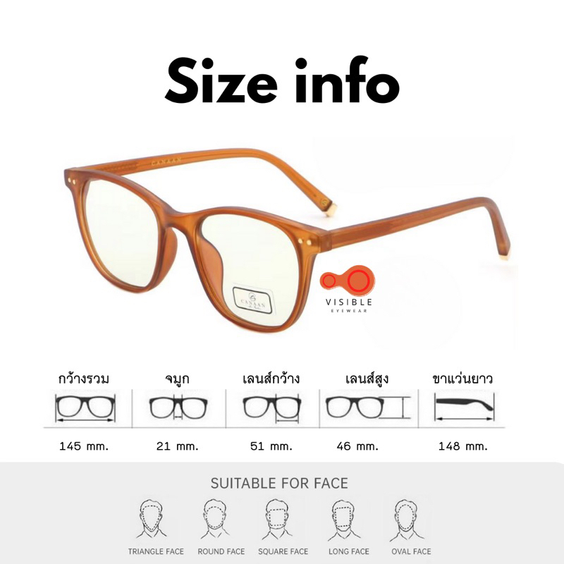 VISIBLE EYEWEAR CANAAN 5296 แว่นกรองแสงสีฟ้า ออกแดดเปลี่ยนสีออโต้