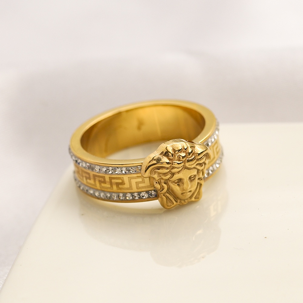 Versace แหวนเงิน 925 ลายตัวอักษร สไตล์เกาหลี เรียบง่าย สร้างสรรค์ เครื่องประดับ สําหรับผู้หญิง