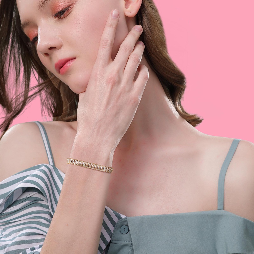 Vnox สร้อยข้อมือหินอัญมณี CZ สีขาว หลากสี เครื่องประดับสําหรับผู้หญิง