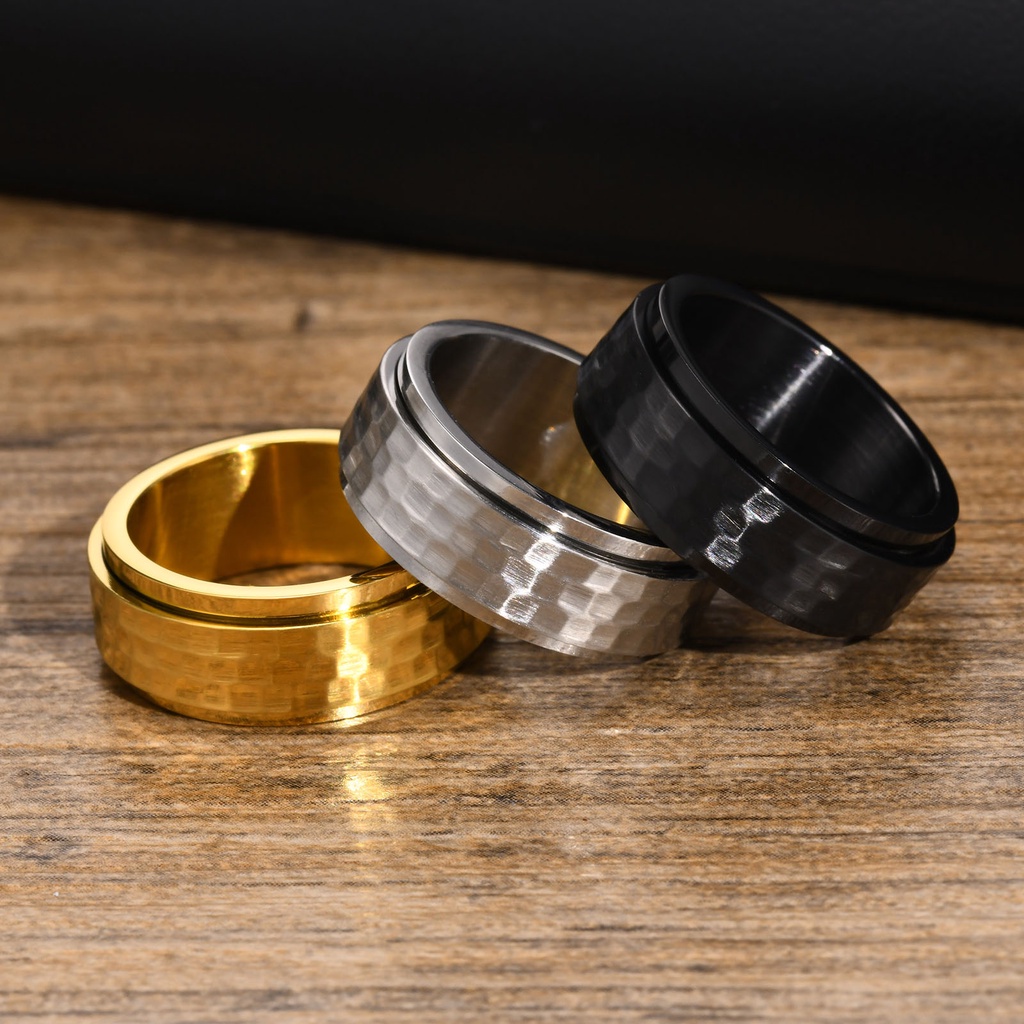 Vnox แหวนแต่งงาน สเตนเลส หมุนได้ 8 มม. สีเงิน สีดํา ทอง สําหรับผู้ชาย