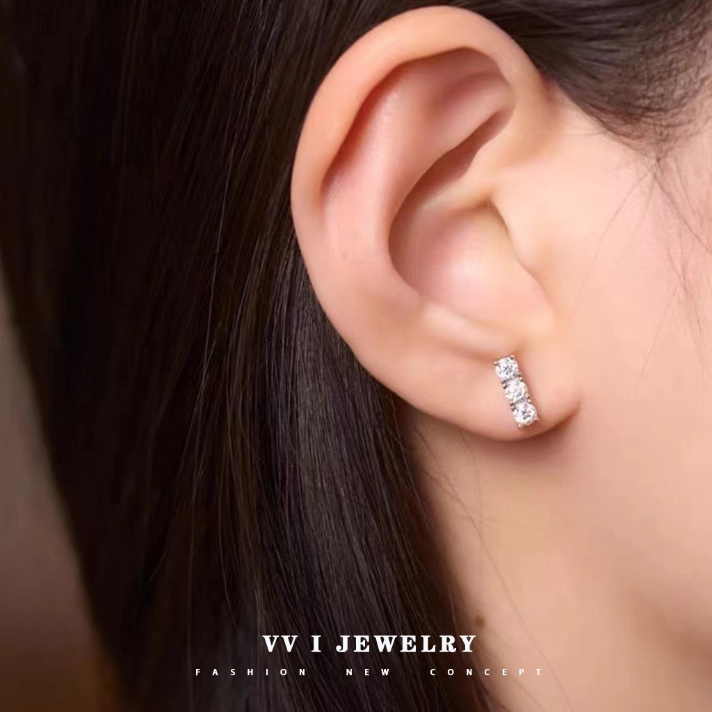 Vvi Moissanite Earring ต่างหูเงินแท้ 925 เพชรโมอีส เครื่องประดับยอดฮิต เครื่องประดับหญิง ของขวัญ vvs/D