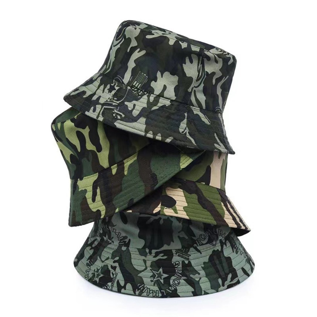 [W0080] หมวกทหาร ลายพราง กันเเดด สุ่มลาย  Bucket hat  แฟชั่น ใส่ได้ทั้งผู้หญิงผู้ชาย