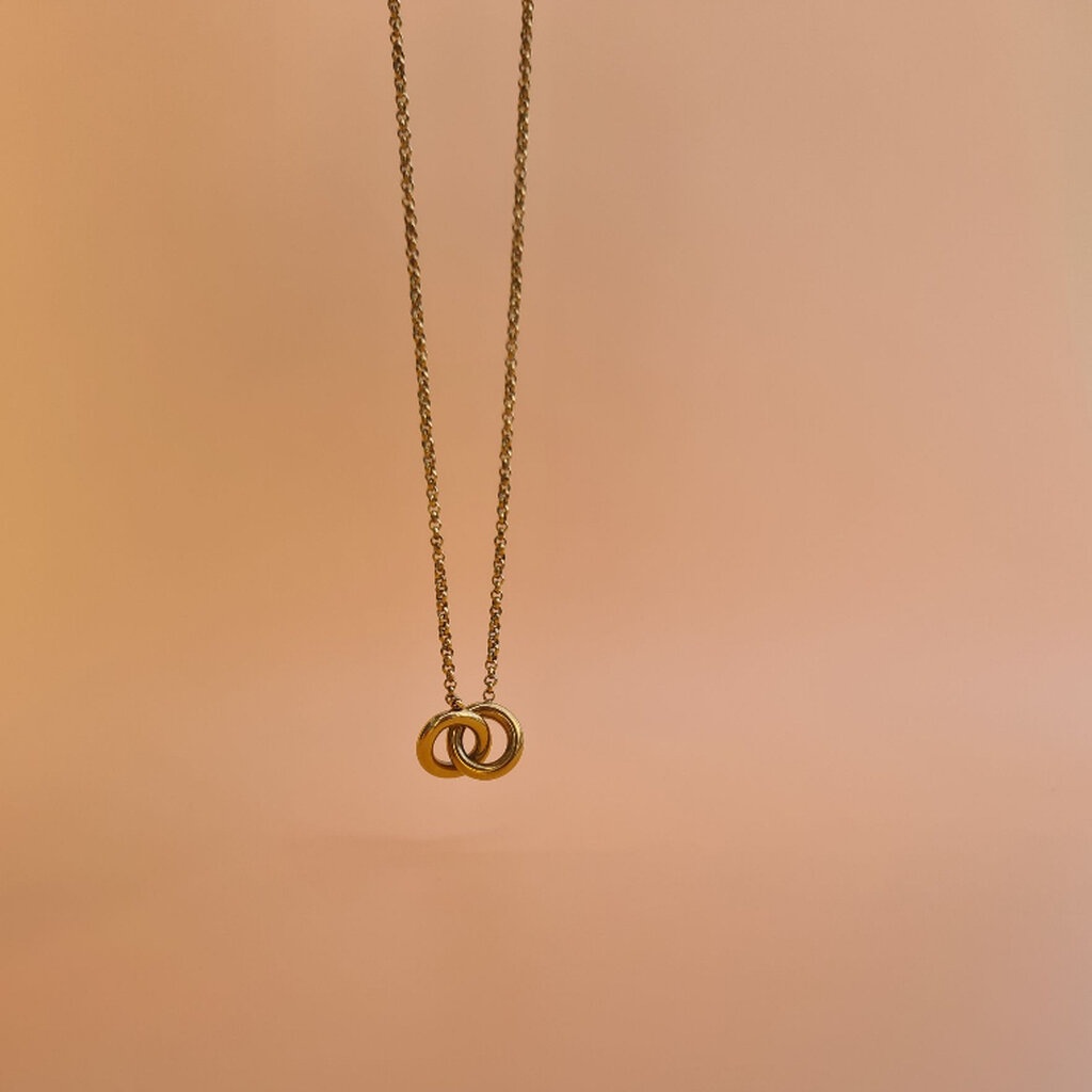 (WELRY.acc) พร้อมส่ง สร้อยคอสีทองลายวงกลมคล้องแบบเรียบรุ่น Bagel