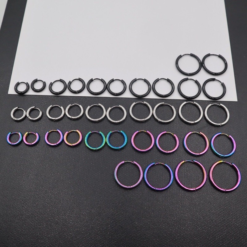 WFH ต่างหูห่วงแบบเจาะสแตนเลส ขอบหนา 2.5 mm. มี 3 สี