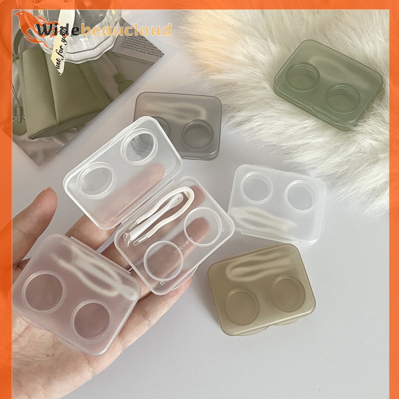 Widebeaucloud กล่องคอนแทคเลนส์ แบบใส แบบพกพา เรียบง่าย สําหรับเด็กผู้หญิง