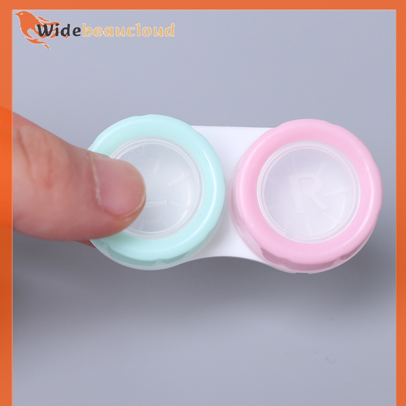 Widebeaucloud กล่องเก็บคอนแทคเลนส์ เครื่องสําอาง พร้อมขวด และแหนบ 5 คู่