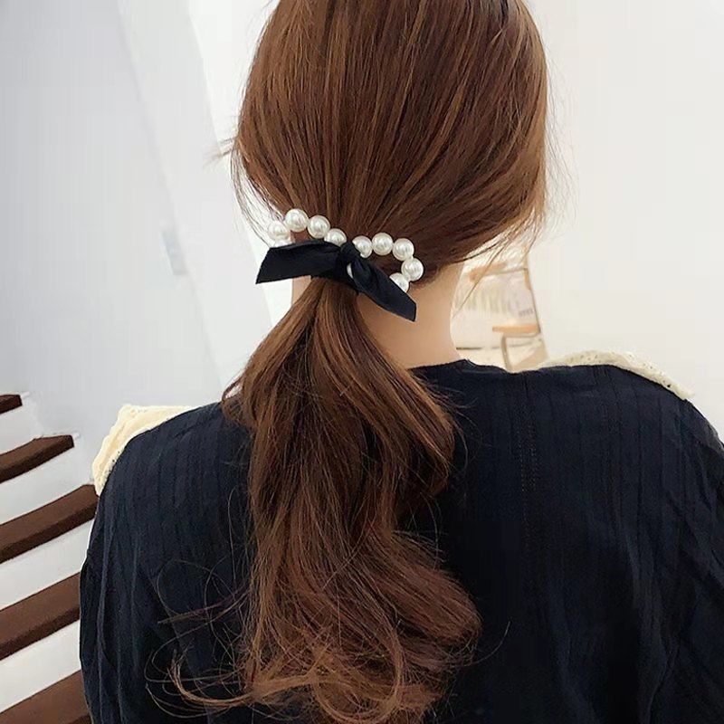 ( Women Korean Women ) ยางรัดผมประดับไข่มุกสําหรับผู้หญิง