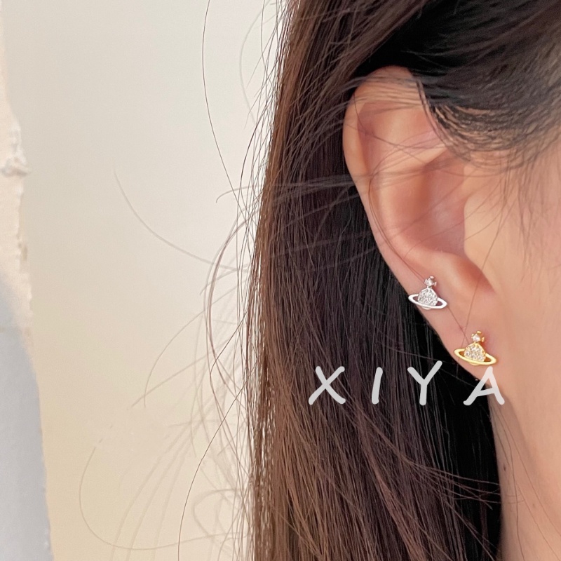 XIYA ต่างหูสตั๊ด ประดับลูกปัดเพชร ดาวเสาร์ ดาวเคราะห์ ขนาดเล็ก เข้ากับทุกการแต่งกาย