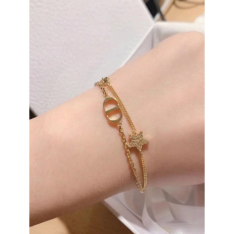 XIYA สร้อยคอ สร้อยข้อมือ จี้รูปดาว สองชั้น ประดับเพทาย สไตล์ฝรั่งเศส