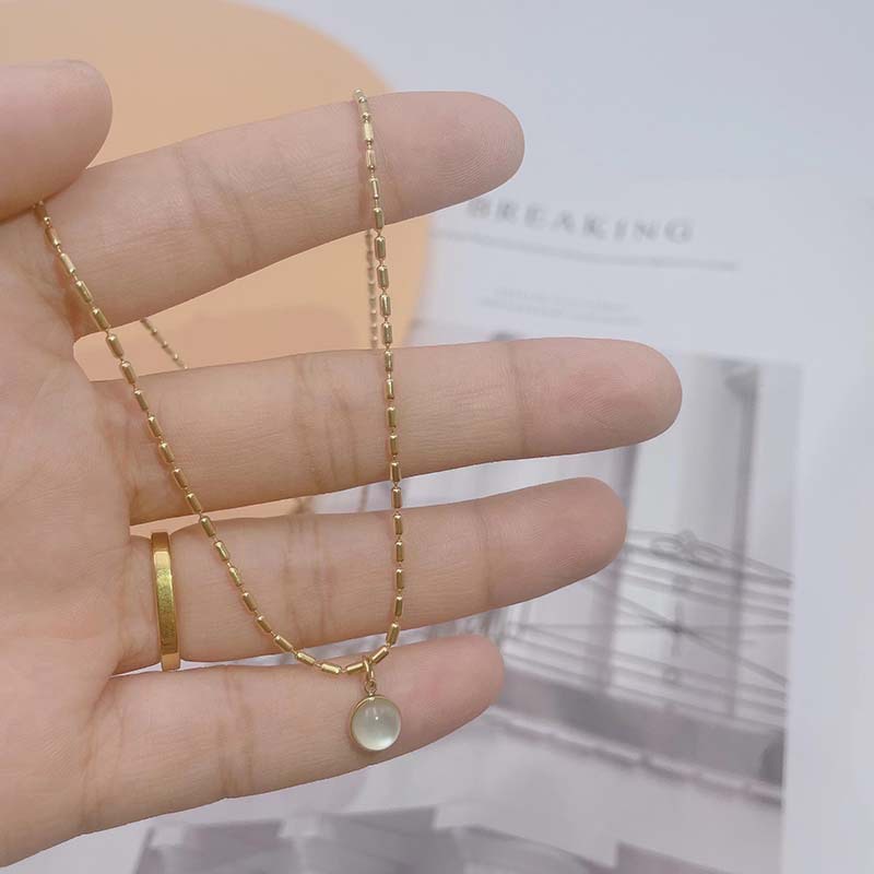 Xiaomi สร้อยคอโซ่เหล็กไทเทเนียม โอปอล สีเทา ไม่จางหาย เรียบง่าย