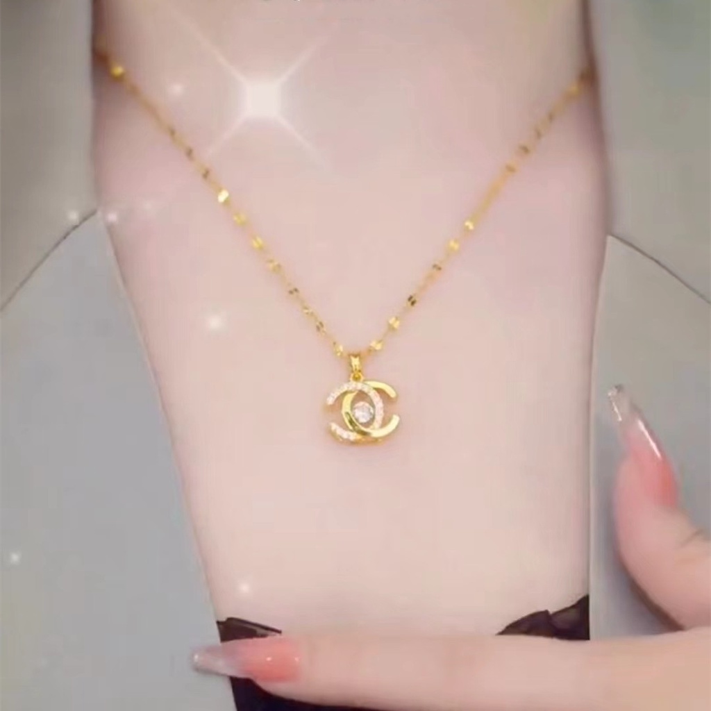Xiaoxiangfeng Double C สมาร์ทสร้อยคอผู้หญิง Niche Design High-end แฟชั่นอเนกประสงค์อารมณ์ Clavicle CHAIN