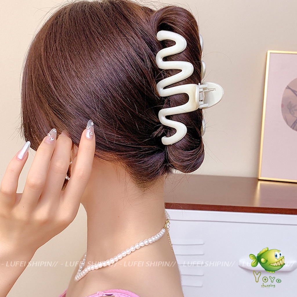 YOYO กิ๊บติดผม ขนาดใหญ่ แฟชั่นสําหรับผู้หญิง ที่หนีบผมใหญ่ สีพื้น สไตล์ฝรั่งเศส  hair clip