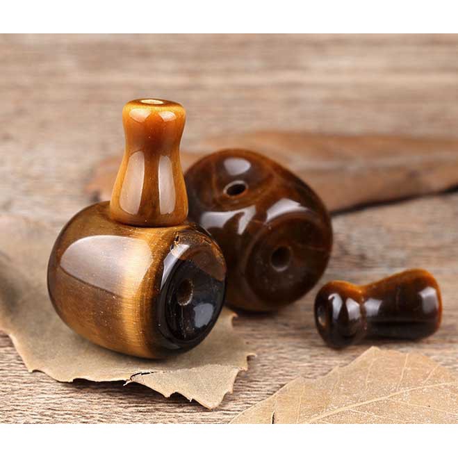 Yellow Tiger Eye Tee Manifold Bead  ลูกปัด 12-20 มิลลิเมตรหินธรรมชาติ DIY สำหรับเครื่องประดับ