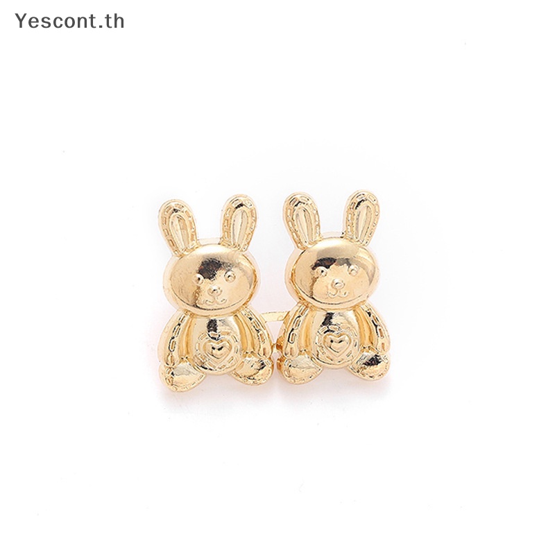 Yescont กระดุมโลหะ รูปกระต่าย ถอดออกได้ ปรับได้ 1 คู่ สําหรับกระโปรงยีน DIY