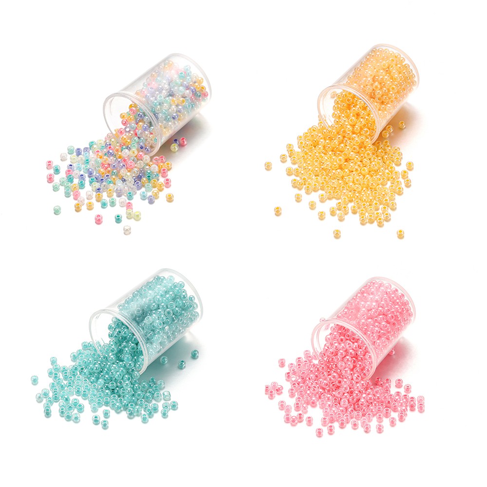 YongForYou  ลูกปัด สีสันพาสเทล สำหรับทำเครื่องประดับ DIY ขนาด 2-4 มม. หนัก 10-28 กรัม