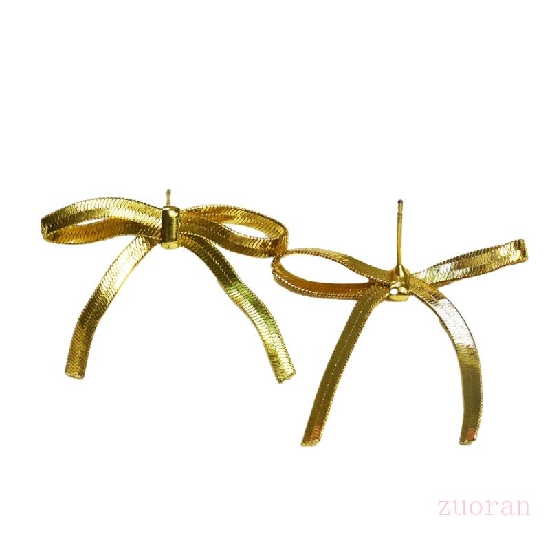 Zuo ต่างหูโซ่ รูปงู ประดับโบว์ อินเทรนด์
