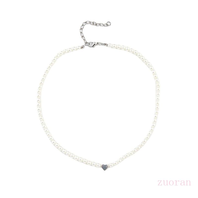 Zuo สร้อยคอโชคเกอร์ จี้ไข่มุก รูปหัวใจ สวยหรู แฟชั่นสําหรับผู้หญิง