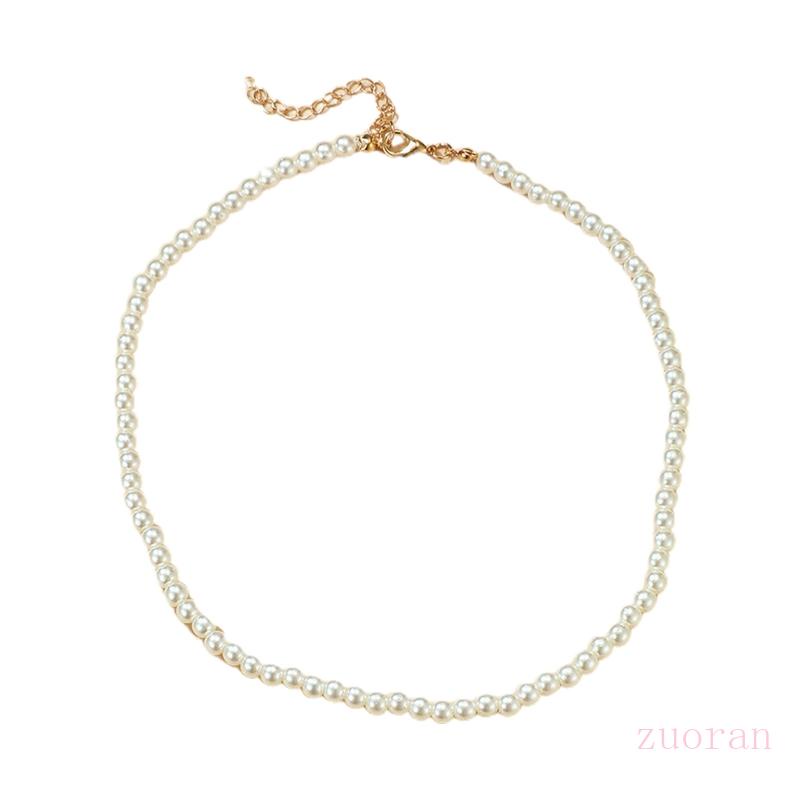 Zuo สร้อยคอโซ่ ประดับไข่มุกเทียม สีขาว หรูหรา สไตล์วินเทจ สําหรับเจ้าสาว งานแต่งงาน