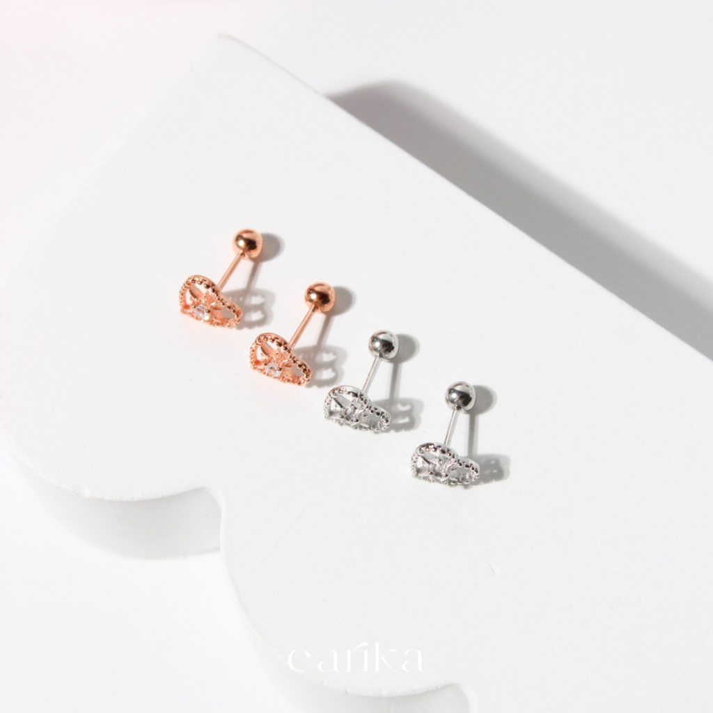 earika.earrings - sparkle heart piercing จิวหูกลมรูปหัวใจ มี 2 สี (ราคาต่อชิ้น) เหมาะสำหรับคนแพ้ง่าย