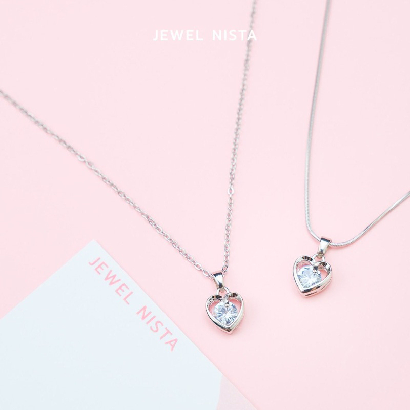 heart gem necklace สร้อยคอจี้คริสตัลหัวใจ
