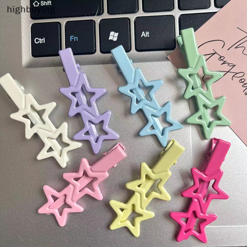 [highbuying] กิ๊บติดผม โลหะผสม รูปดาวห้าแฉก 2 ชิ้น ต่อล็อต Y2K