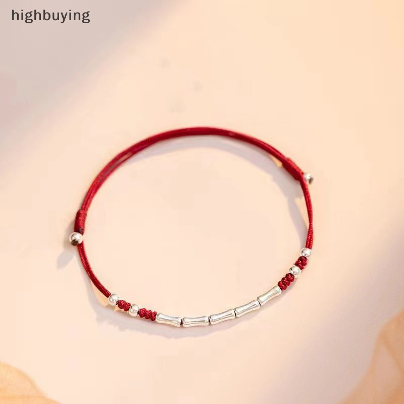 [highbuying] สร้อยข้อมือไม้ไผ่ถัก แฮนด์เมด สีแดง ปรับได้ สําหรับคู่รัก เพื่อน เพื่อนรัก พร้อมส่ง