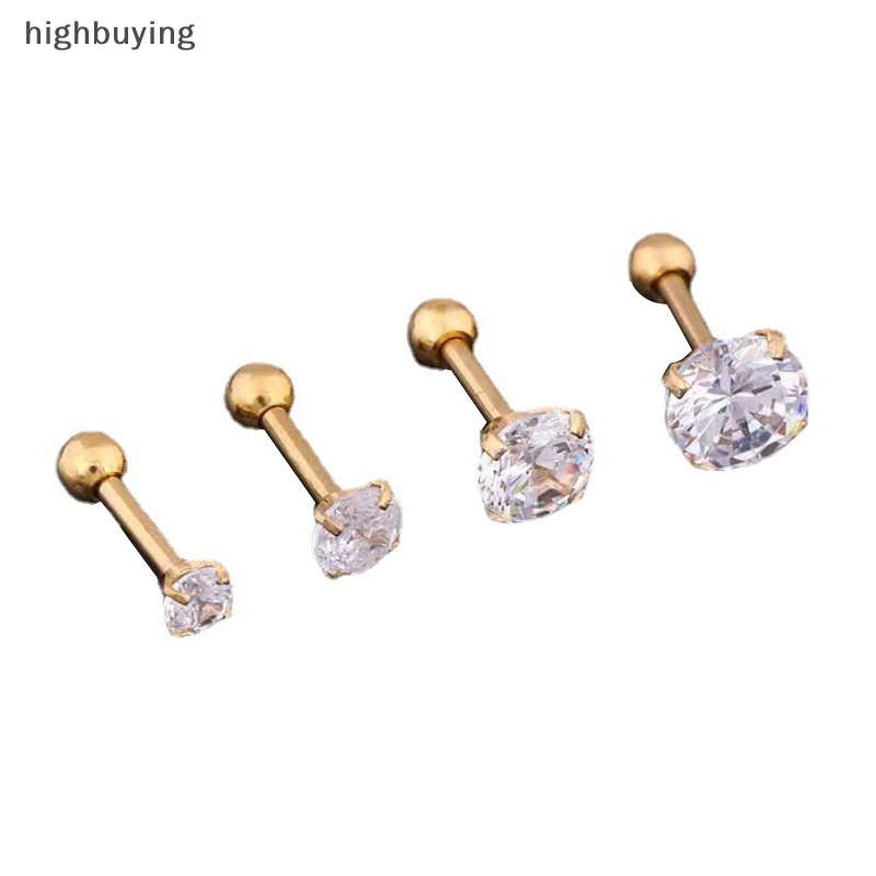 [highbuying] ใหม่ ต่างหูติดกระดูกอ่อน ประดับพลอยเทียม 4 ง่าม สําหรับผู้หญิง และผู้ชาย 1 ชิ้น