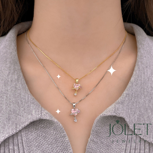 jolet สร้อยคอ เงินแท้ สร้อยคอแฟชั่น necklace ไม่ลอกไม่ดำใส่ไปเที่ยวใส่อาบน้ำได้