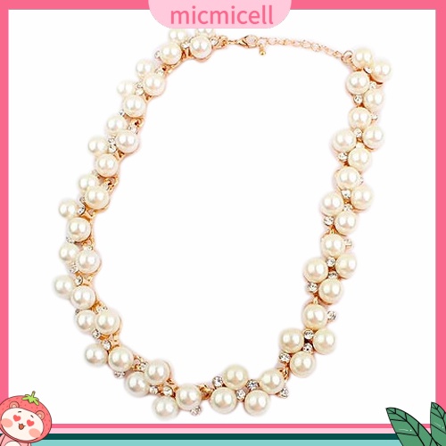 (micmicell) ของขวัญวันวาเลนไทน์สร้อยคอปกจี้ไข่มุก rhinestone