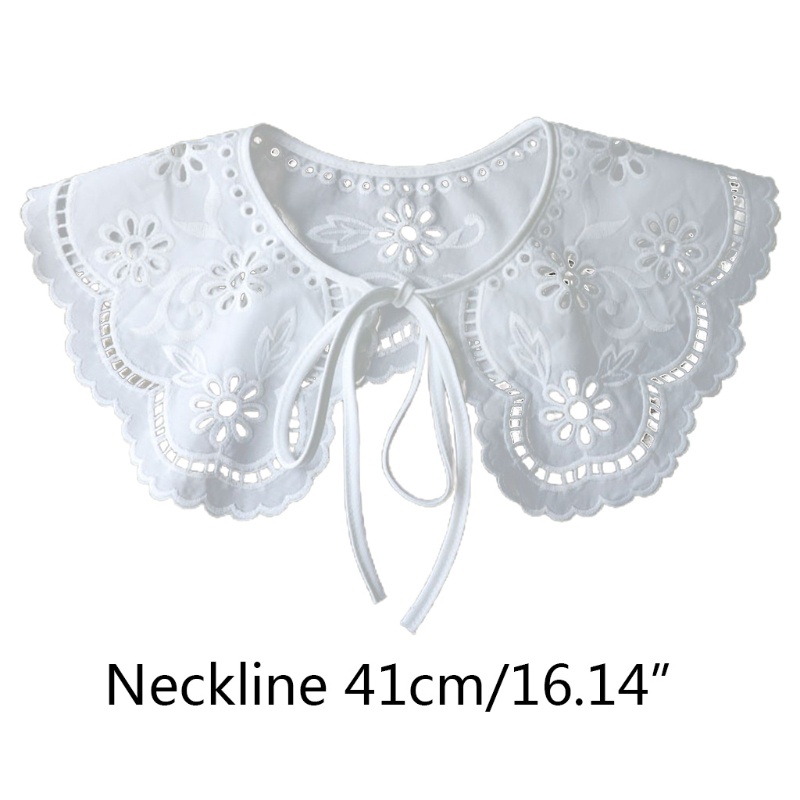 royal French Style Fake Collar Hollow Out Floral Embroiodery Lapel Necklace Shawl Cape
