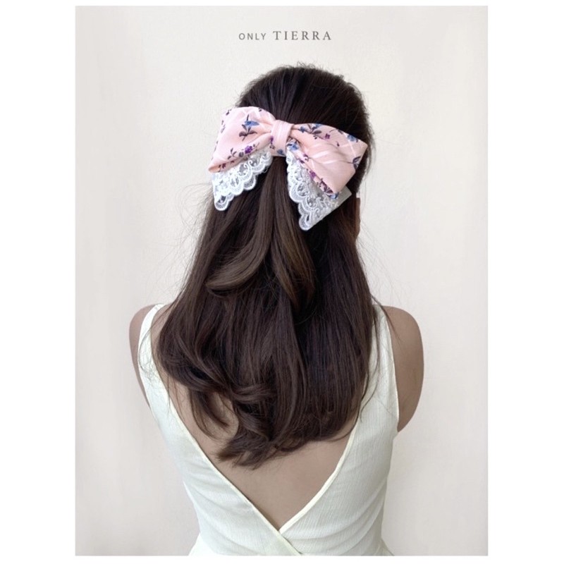 silk chiffon โบว์ติดผม