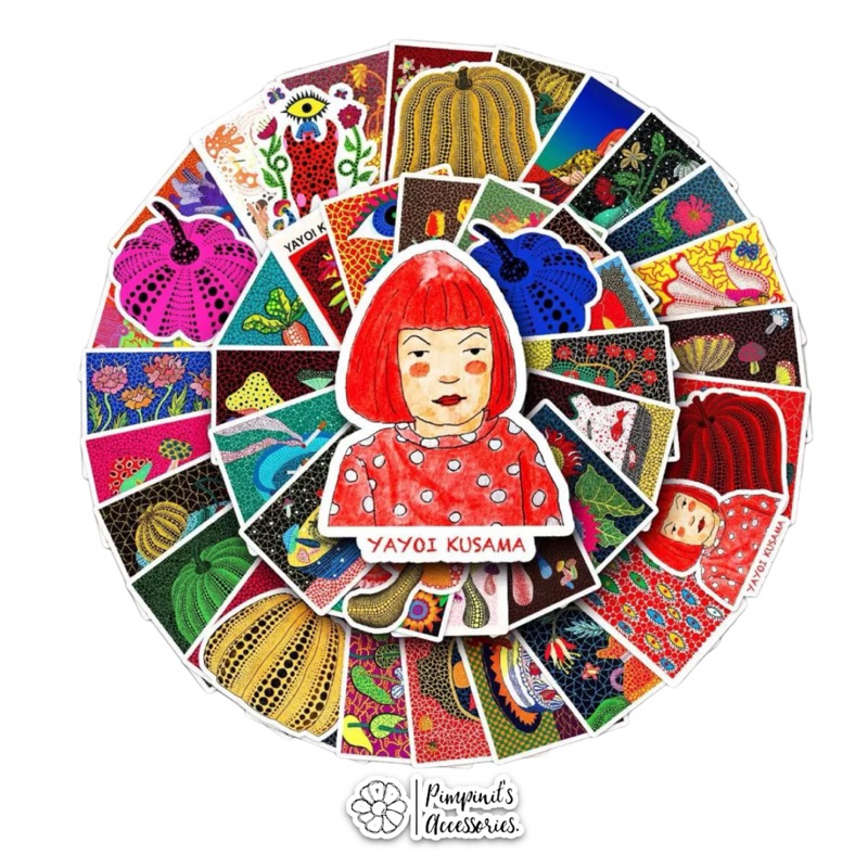 ʕ •ᴥ•ʔ ✿ พร้อมส่ง : สติ๊กเกอร์กันน้ำลายยาโยย คุซามะ | Yayoi Kusama - Japanese Artist Waterproof Decoration Sticker Set.