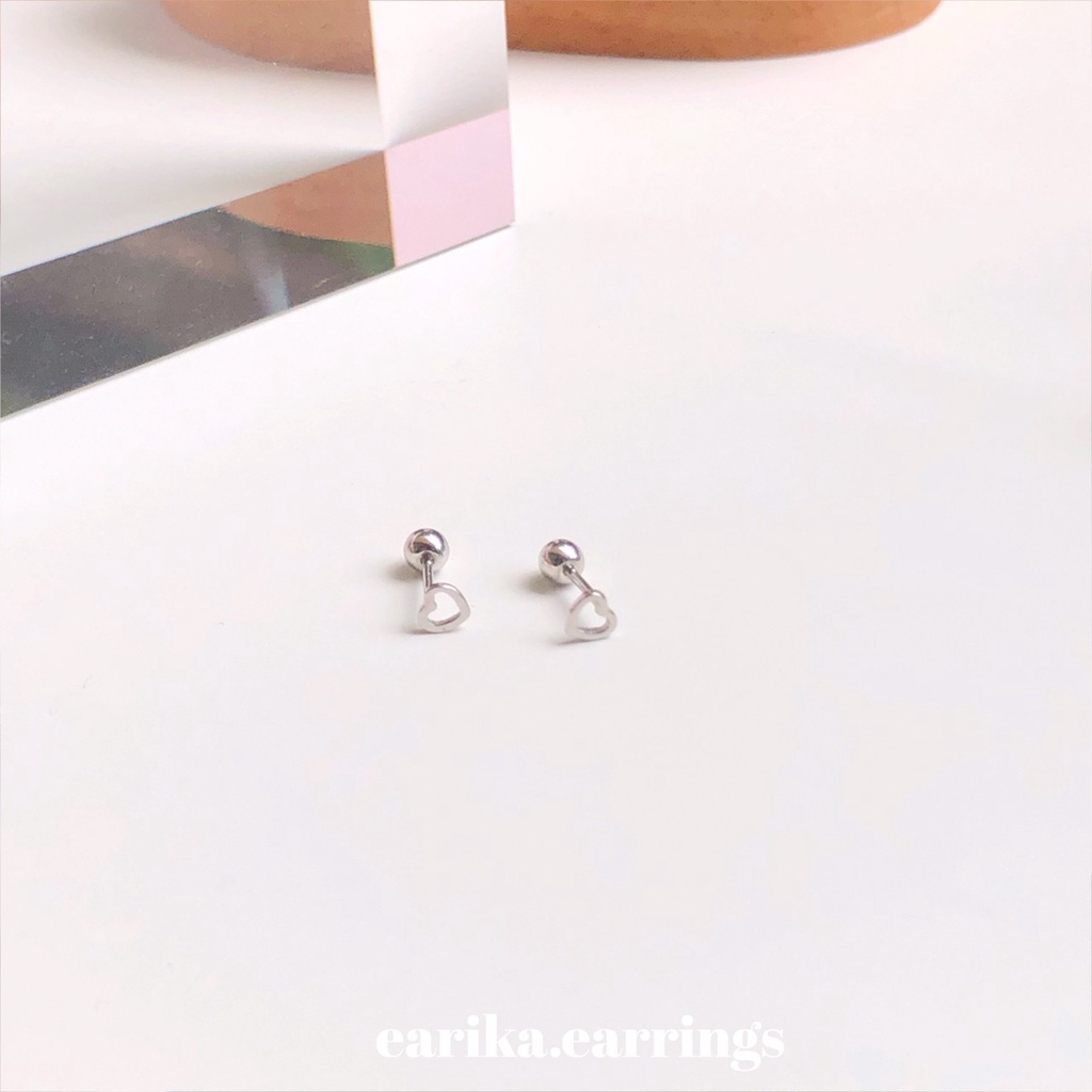 (กรอกโค้ด YAQ6E ลด 60.-) earika.earrings - tiny heart piercing จิวหูเงินแท้หัวใจ (ราคาต่อชิ้น) เหมาะสำหรับคนแพ้ง่าย