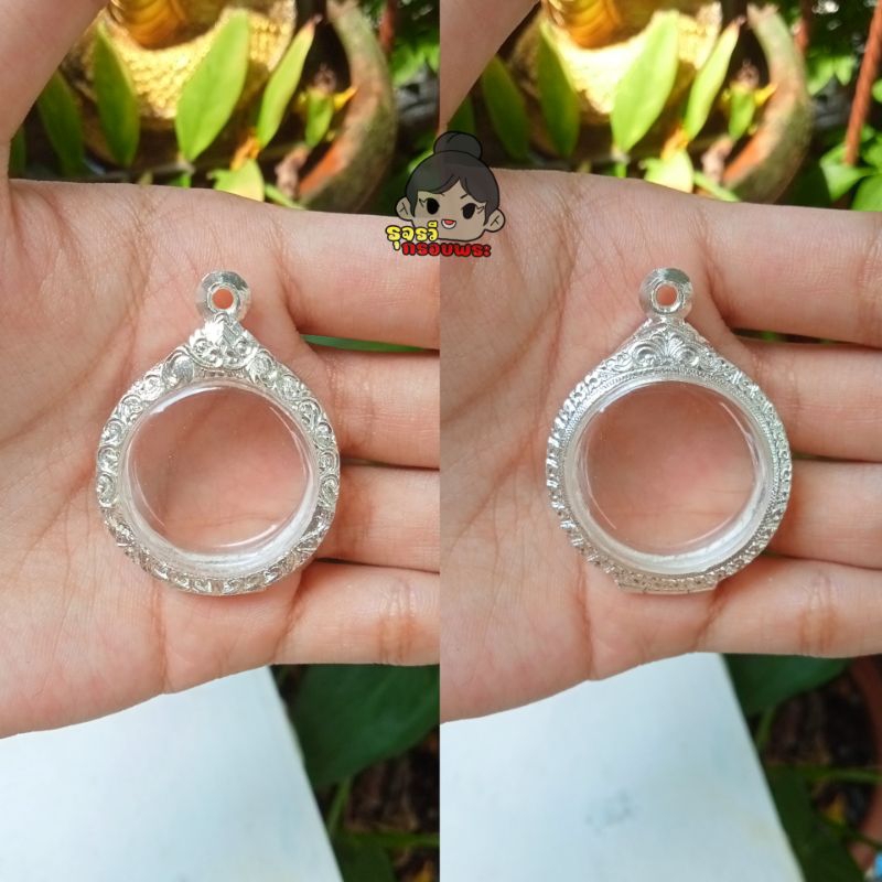 กรอบพระใส่เหรียญกลม กรอบพระเงินผสม | ทรงเหรียญกลม | มี3ขนาด ขนาดตามรูปภาพ(ขนาดจอกระจก)