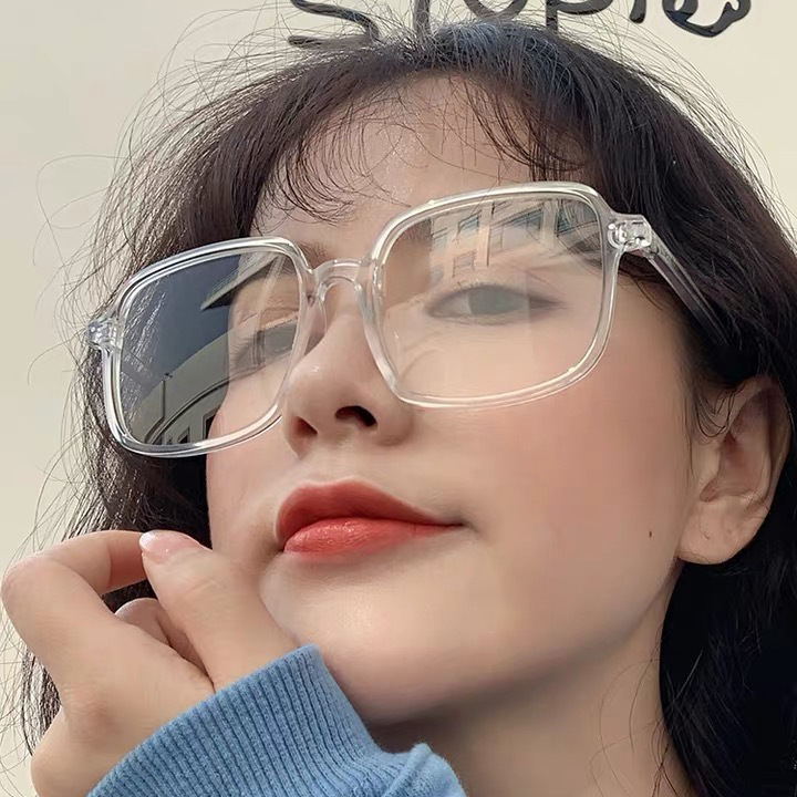 กรอบแว่นตา ทรงสี่เหลี่ยม ขนาดใหญ่ สีโปร่งใส สไตล์วินเทจ สําหรับผู้หญิง และผู้ชาย