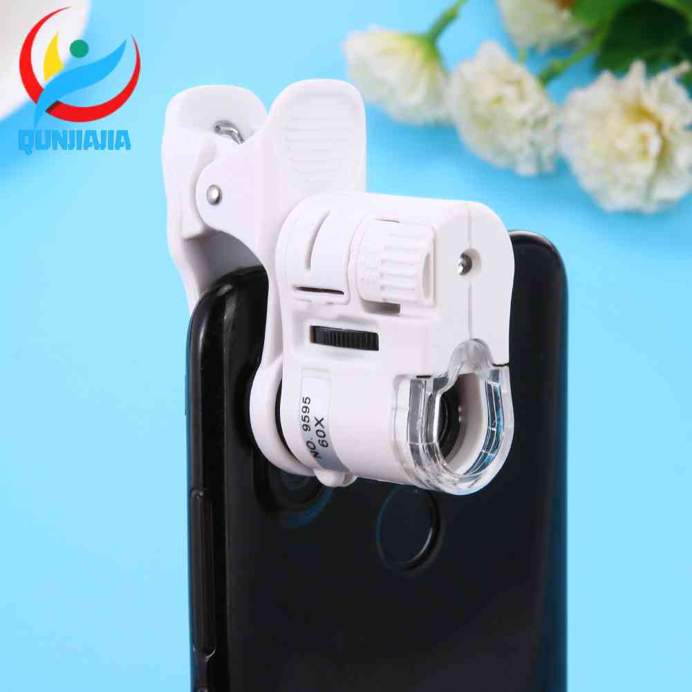กล้องจุลทรรศน์ ซูมได้ 60X พร้อมไฟ LED สําหรับโทรศัพท์มือถือ