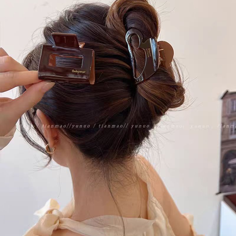 กิ๊บติดผม ทรงกรดอะซิติก สีน้ําตาล เหมาะกับฤดูใบไม้ร่วง ฤดูหนาว สําหรับผู้หญิง